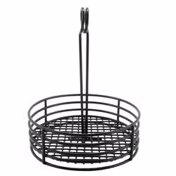 G.E.T. 4-31855 Black Round Stainless Steel Condiment Caddy Iron Polyethylene Coated Table Caddies Collection  7.5""""