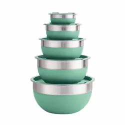Tramontina 10 Pc Covered Stainless Steel and Silicone Mixing Bowl Set Mint Green