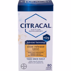 Citracal, Calcium + D, Slow Release 1200, 80 Coated Tablets