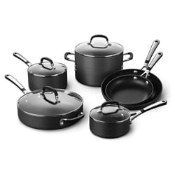 Calphalon 10-Piece Non-Stick Kitchen Cookware Set  Black Pots & Pans with Stay-Cool Stainless Steel Handles  Hard-Anodized Aluminum for Even Heating