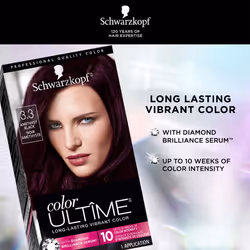 Schwarzkopf Color Ultime Hair Color  3.3 Amethyst Black  1 Application - Permanent Black Hair Dye for Vivid Color Intensity and Fade-Resistant Shine u
