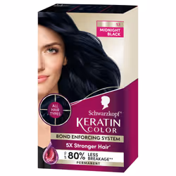 Schwarzkopf Keratin Color Permanent Hair Color 1.1 Midnight Black 1 Application - Salon Inspired Permanent Hair Dye for up ...