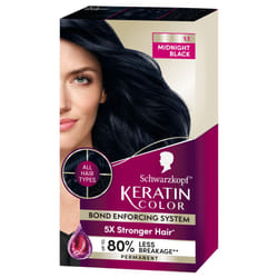 Schwarzkopf Keratin Color Permanent Hair Color  1.1 Midnight Black  1 Application - Salon Inspired Permanent Hair Dye  for up to 80% Less Breakage vs