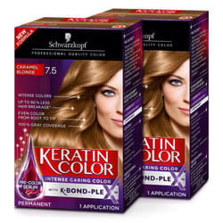 Schwarzkopf Keratin Color Permanent Hair Color Cream  7.5 Caramel Blonde (Pack of 2)