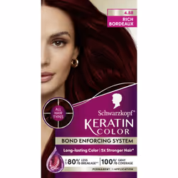 Schwarzkopf Keratin Color Permanent Hair Color 4.8 Rich Bordeaux 1 Application - Salon Inspired Permanent Hair Dye for up ...