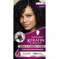 Schwarzkopf Keratin Color Root Permanent Hair Color Kit Black 1 Application - Salon Inspired Permanent Hair Dye for up to ...