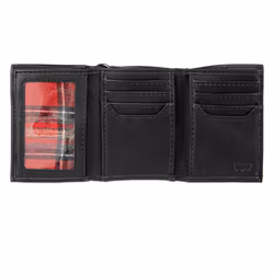 Levi's Men's Trifold Wallet - Sleek and Slim Includes ID Window and Credit Card Holder Black with Chain