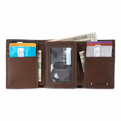 Levi's Men's Trifold Wallet-Sleek and Slim Includes Id Window and Credit Card Holder  Brown Stitch  One Size