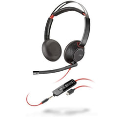 POLY Blackwire 5220 Headset Wired Head-band Calls/Music USB Type-C Black, Red
