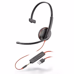POLY Blackwire 3215, Wired, Calls/Music, 20 - 20000 Hz, 96 g, Headset, Black