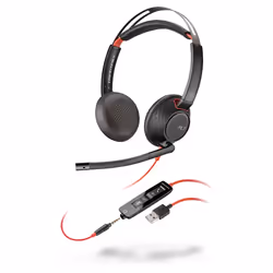 POLY Blackwire 5220, Wired, Office/Call center, 20 - 20000 Hz, 164.2 g, Headset, Black, Red