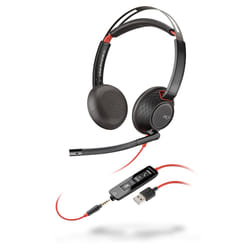 POLY Blackwire 5220 Headset Wired Head-band Office/Call center USB Type-A Black, Red