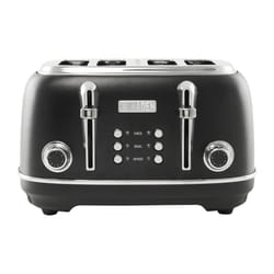 Haden Heritage 4 Slice Wide Slot Stainless Steel Toaster with Adjustable Browning Control & Non-Slip Feet  Black & Chrome