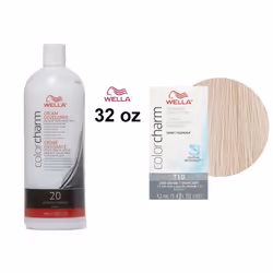 32oz) Wella Color Charm Hair Toner - T10 Pale Blonde - T10 + Developer (Vol. 20