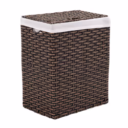 Seville Classics Premium Handwoven Portable Laundry Bin Basket with Carrying Handles  Household Storage for Clothes  Linens   ...