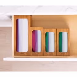 Seville Classics Bamboo Premium Organizer Storage Bins for Kitchen Silverware  Pantry  Closet  Office Desk  Pens  Utensils  Makeup  K Cup  Bamboo  Bag