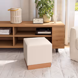 Seville Classics Cushioned Fabric Ottoman Hidden Storage Chest Footrest Chair  Padded Seat for Bedroom  Dorm  Loft  Living Room  Entryway  Hallway  Co