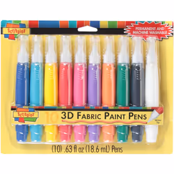 Scribbles 3D Fabric Paint Pens 10/Pkg-Assorted