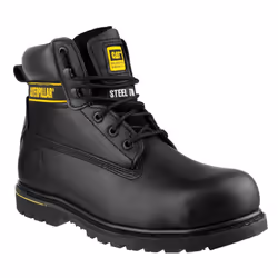 ) Caterpillar Holton Leather Black Safety Boots - Black, 7 (Adults'