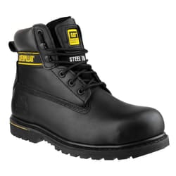 ) Caterpillar Holton Leather Black Safety Boots - Black, 7 (Adults'