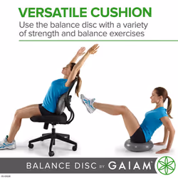Gaiam Balance Disc Wobble Cushion Stability Core Trainer For Home Or Office Desk Chair & Kids Alternative Classroom Sensory Wiggle Seat - Grey   16 In