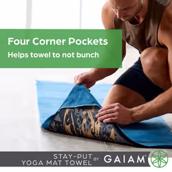 Stay Put Yoga Towel Mat Size Yoga Mat Towel (Fits Over Standard Size Yoga Mat - 68" L x 24" W), Lake