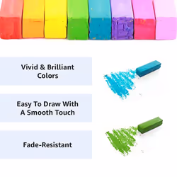 Mungyo Non Toxic Square Chalk  Soft Pastel  64 Pack  Assorted Colors (