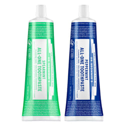 Dr. Bronners - All-One Toothpaste Variety Pack - Peppermint & Spearmint  70% Organic Ingredients  Fluoride-Free  Helps Freshen Breath  Vegan (5oz  2-P