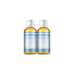 Dr. Bronner's - Pure-Castile Liquid Soap Baby Unscented  2 ounce  2-Pack - Made with Organic Oils  18-in-1 Uses: Face  Body  Hair  Laundry  Pets and D