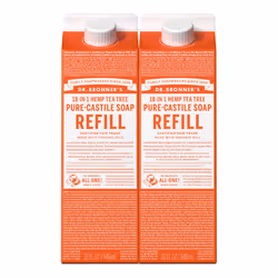 Dr. Bronner's Pure-Castile Liquid Soap Refill (Tea Tree 32oz Pack of 2)