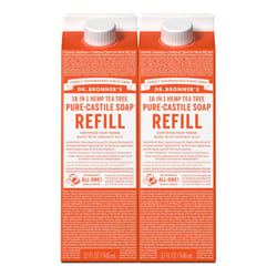 Dr. Bronner's Pure-Castile Liquid Soap Refill (Tea Tree 32oz  Pack of 2)