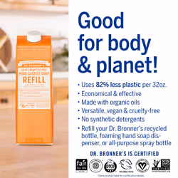 Dr. Bronner's Pure-Castile Liquid Soap Refill (Tea Tree 32oz  Pack of 2)