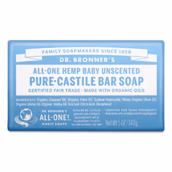 Dr. Bronner's - Pure-Castile Bar Soap (Baby Unscented  5 ounce) - Made with Organic Oils  For Face  Body and Hair  Gentle for ...