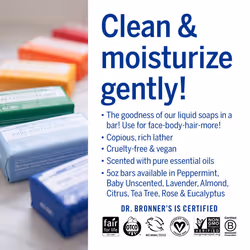 Dr. Bronner's - Pure-Castile Bar Soap (Baby Unscented  5 ounce) - Made with Organic Oils  For Face  Body and Hair  Gentle for Sensitive Skin and Babie - Additional view 4