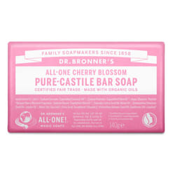 Dr Bronner's Cherry Blossom Pure-Castile Bar Soap, Made with Organic Ingredients and Pure Essential Oils, Used for Face, Body and Hair, Certified Fair