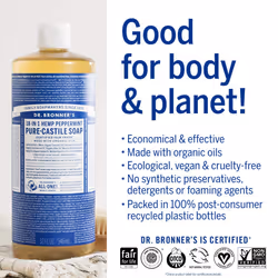 Dr. Bronner's Dr. Bronner Hemp Peppermint Pure Castile Oil Made with Organic Oils Certified - 25 Fl Oz (Pack of 2)