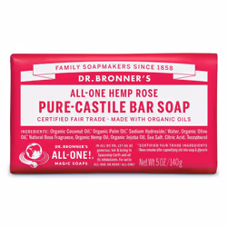 Dr Bronner's 3-in-1 Rose Pure Castile Bar Soap, Made with Organic Oils and No Synthetic Preservatives, Used for Body, Face an ...
