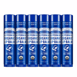 Dr. Bronner's - Organic Lip Balm (Peppermint 0.15 ounce 6-Pack) - Made with Organic Beeswax and Avocado Oil For Dry Lips ...