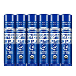 Dr. Bronner's - Organic Lip Balm (Peppermint  0.15 ounce  6-Pack) - Made with Organic Beeswax and Avocado Oil  For Dry Lips  Hands  Chin or Cheeks  Jo