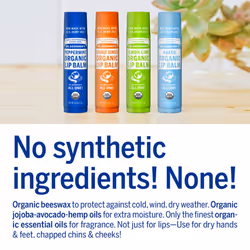 Dr. Bronner's - Organic Lip Balm (Peppermint  0.15 ounce  6-Pack) - Made with Organic Beeswax and Avocado Oil  For Dry Lips  Hands  Chin or Cheeks  Jo