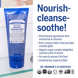 Dr. Bronner's - Organic Shaving Soap (Peppermint  7 Ounce) - Certified Organic  Sugar and Shikakai Powder  Soothes and Moisturizes for Close Comfortab