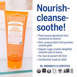 Dr. Bronner's - Organic Shaving Soap (Tea Tree  7 Ounce) - Certified Organic  Sugar and Shikakai Powder  Soothes and Moisturizes for Close Comfortable