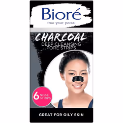 Biore Deep Cleansing Charcoal Pore Strips for Nose, 6 Count