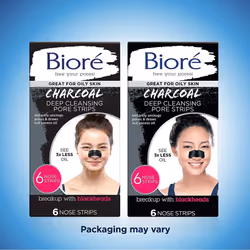 Biore Deep Cleansing Charcoal Pore Strips for Nose, 6 Count