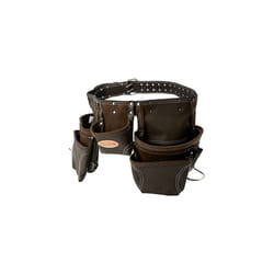 Tanned Leather Contractor's Apron, Durable Construction Tool Belt,Brown,One Size