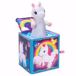 Schylling Pop & glow unicorn jack in the box, Toy musical box, 1.5 yr(s), 580 g, Purple, White