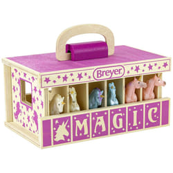 Breyer Unicorn Magic Wood Carry Stable with 6 Unicorns