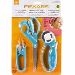 Fiskars Garment Sewing Fashion Starter Set 3pcs-Rotary Cutter, Thread Snips & Scissors 154233