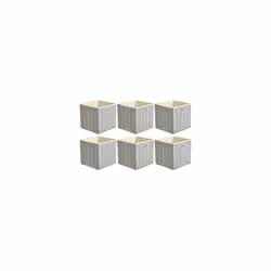 Amazon Basics Collapsible Fabric Storage Cubes with Oval Grommets - 6-Pack, Chevron - Grey