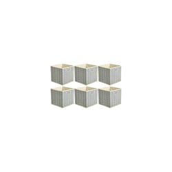 Amazon Basics Collapsible Fabric Storage Cubes with Oval Grommets - 6-Pack, Chevron - Grey